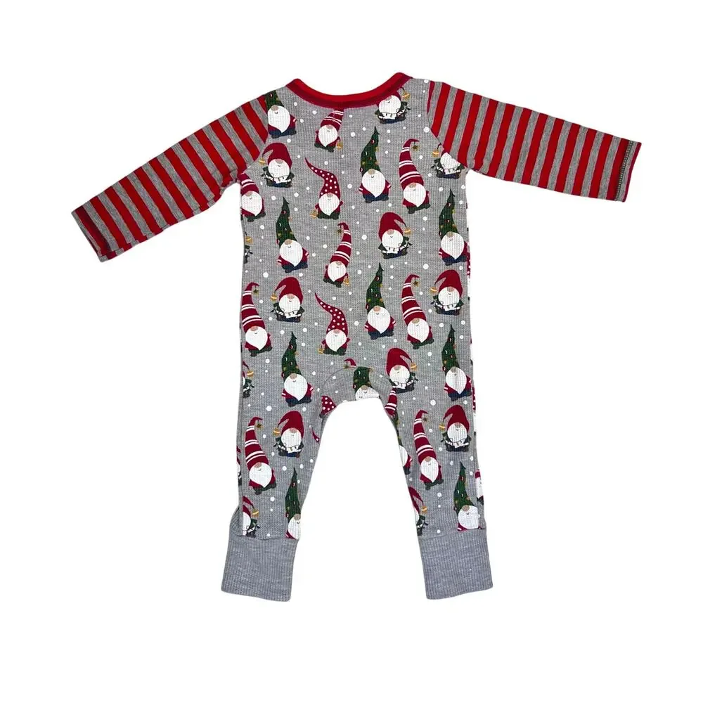 🌻3/$25 Mud Pie Baby Romper 3-6M Gnome Waffle Knit Striped One Piece Christmas